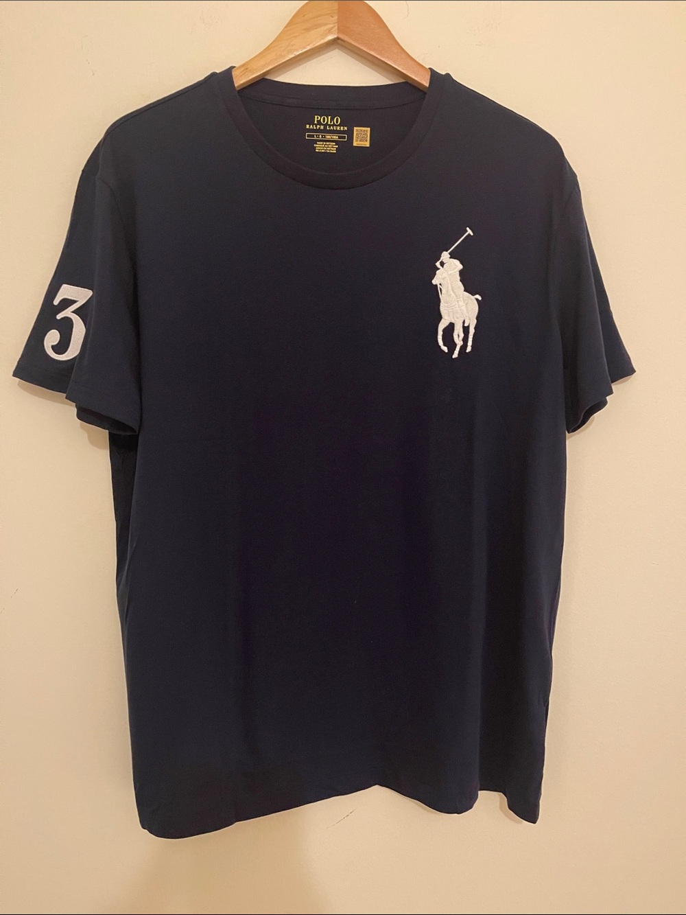 Polo by Ralph Lauren Navy Crewneck Short Sleeve Tee with Big White Pony size L